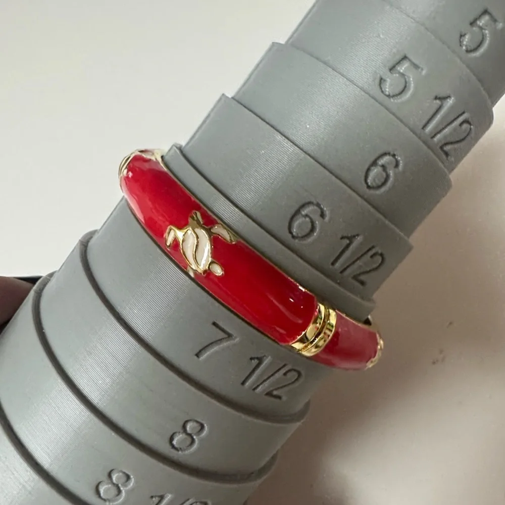 Red Enamel Turtle Accent Bangle Bracelet -(LR111/1)